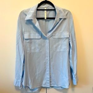 Babaton Utility Shirt button down in light blue, size medium